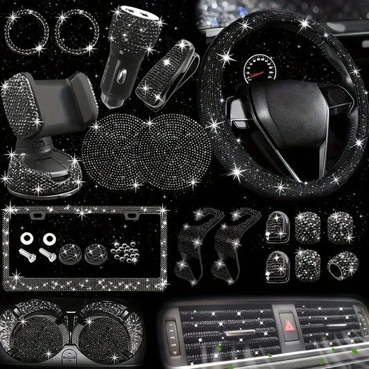 Femme Style Artificial Diamond Steering Wheel Cover Set