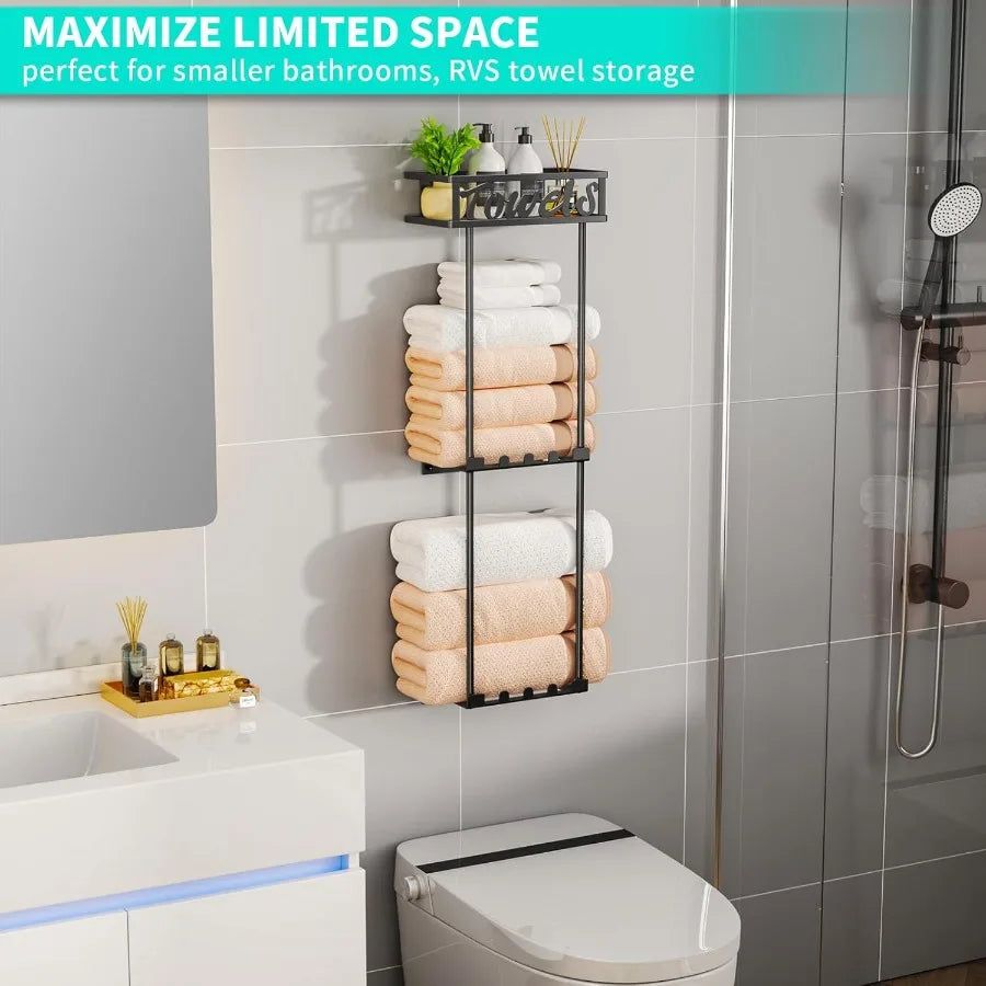 XIUWO Three Tier Over Door Towel Rack Bathroom Storage Organizer