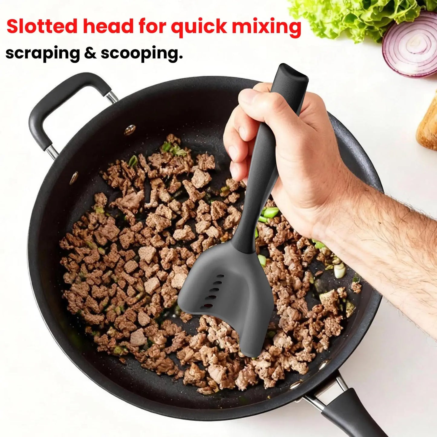 Silicone Meat Chopper Spatula 2 In 1 Nonstick Kitchen Tool