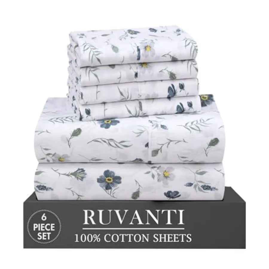 Cotton Percale Sheet Set Soft Lightweight Breathable Bedding