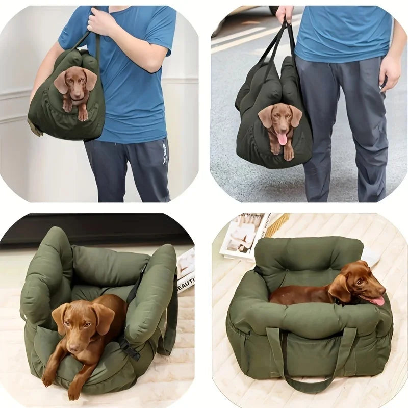 Dog Car Seat With Safety Belt Non-Slip Pet Car Bed