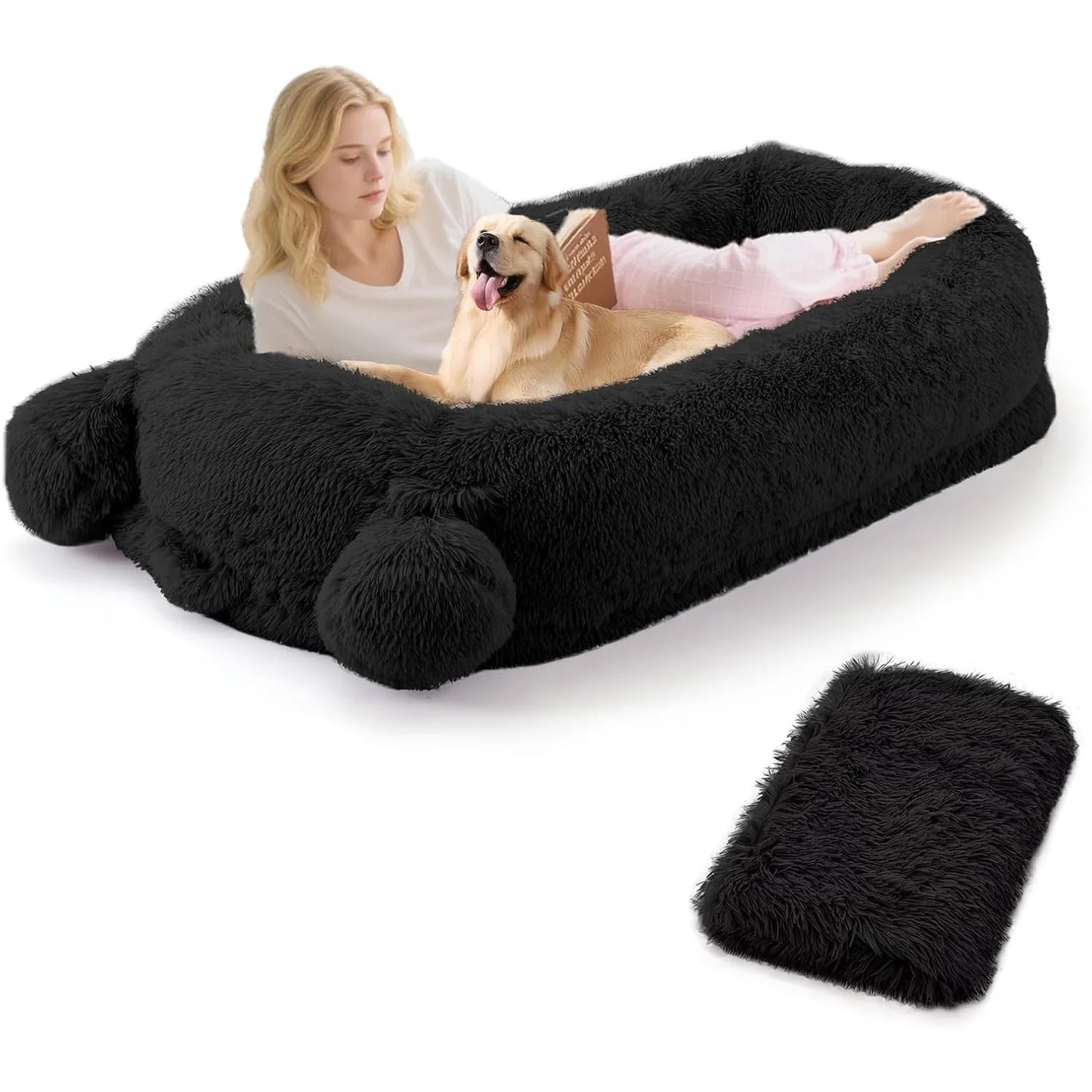 HiMISS Human Dog Bed With Pockets And Removable Cover