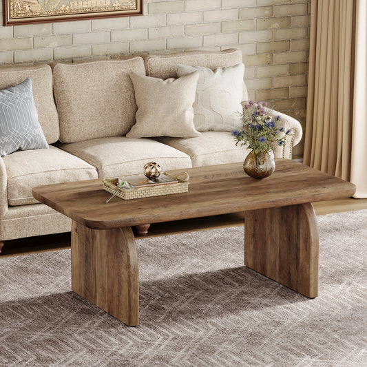 Tribesigns Farmhouse Rectangular Coffee Table Engineered Wood With Sturdy Base