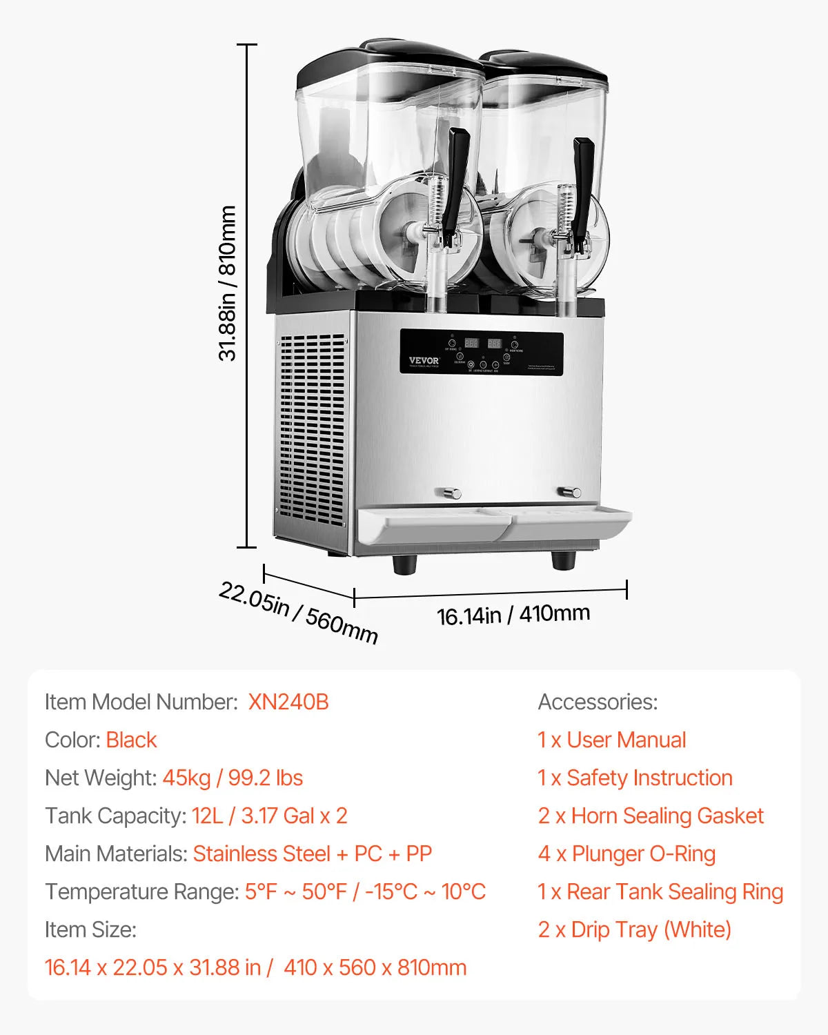 VEVOR Commercial Slushy Machine Dual Tank For Margaritas And Smoothies