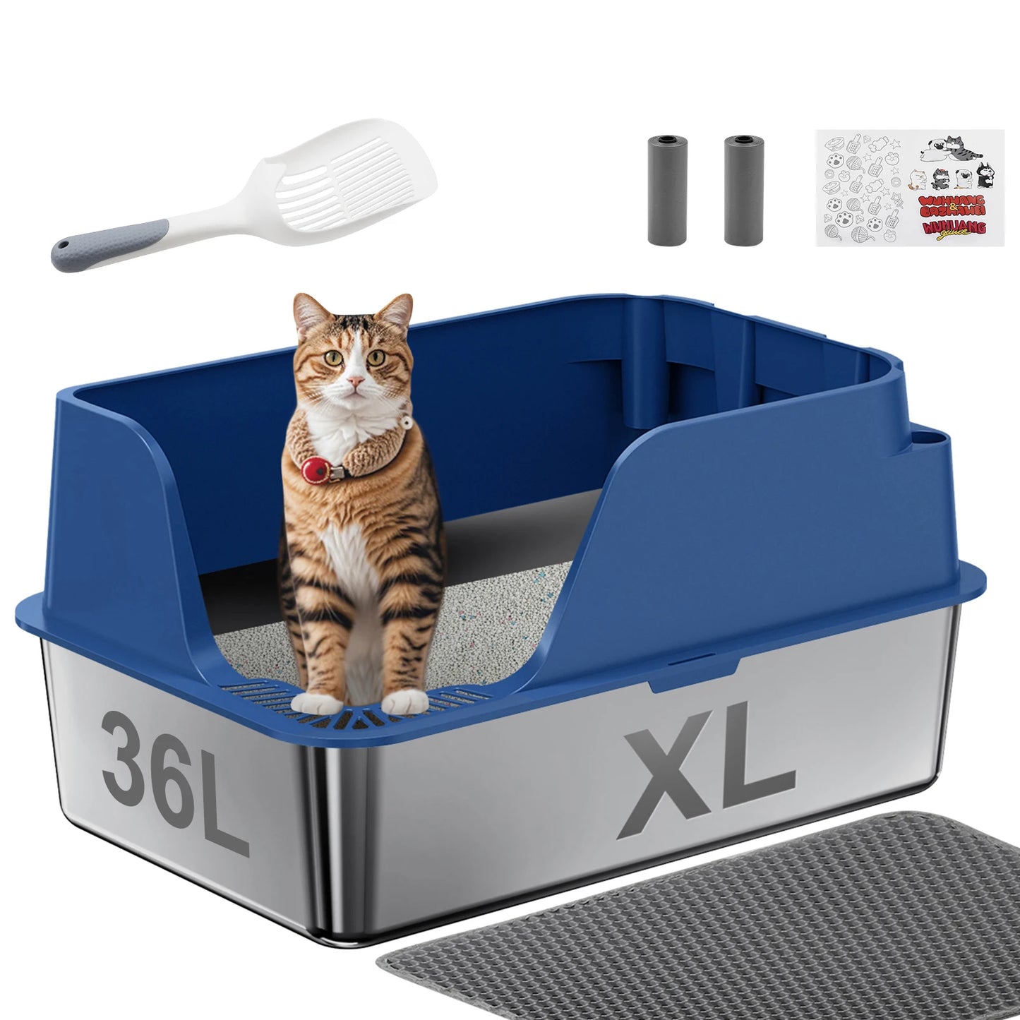 Stainless Steel Cat Litter Box With Splash Proof And Leak Proof