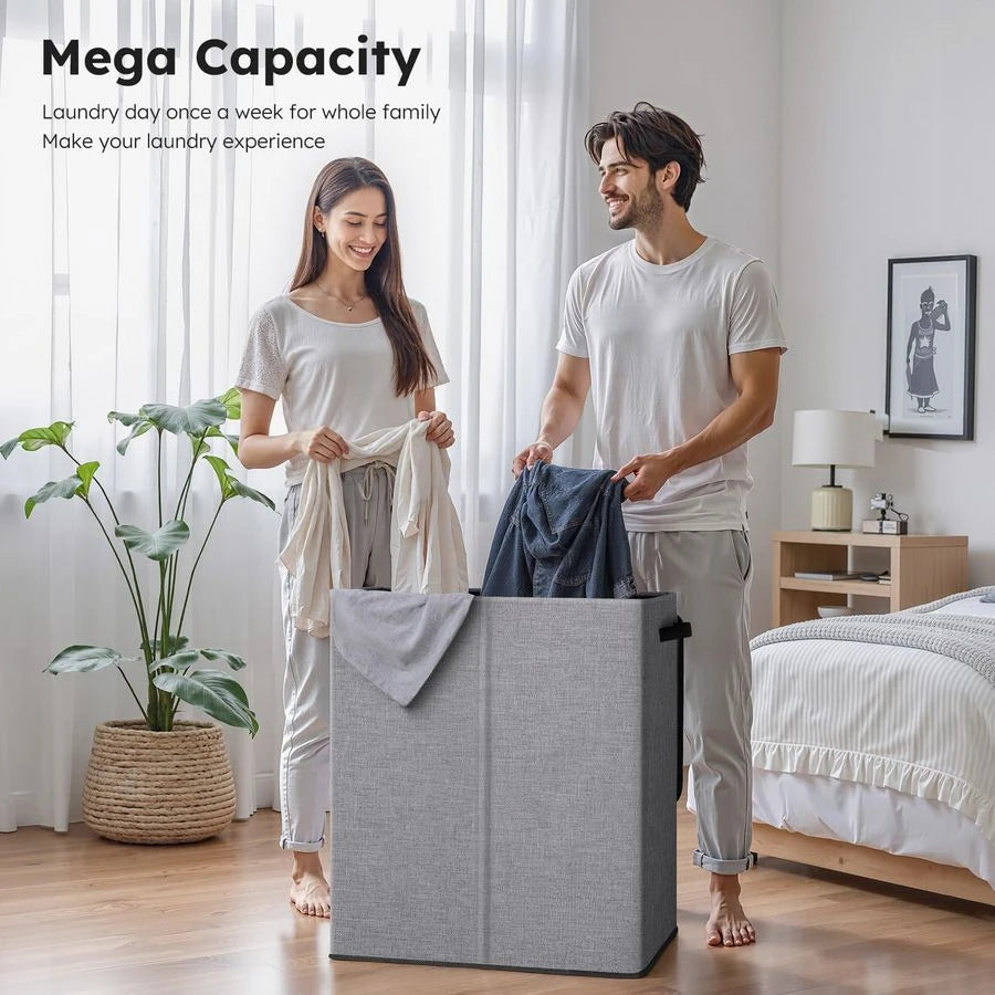 Double Laundry Hamper With Lid And Removable Bag Collapsible