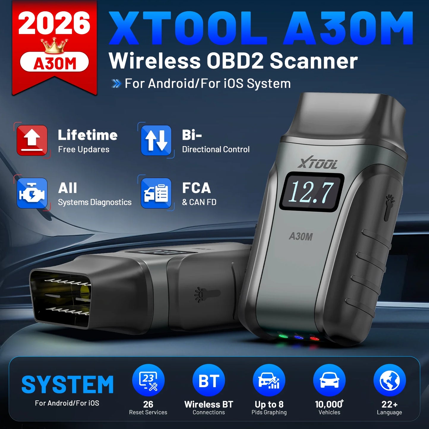 XTOOL A30M Car Diagnostic Tool Full System Bidirectional OBD2 Scanner