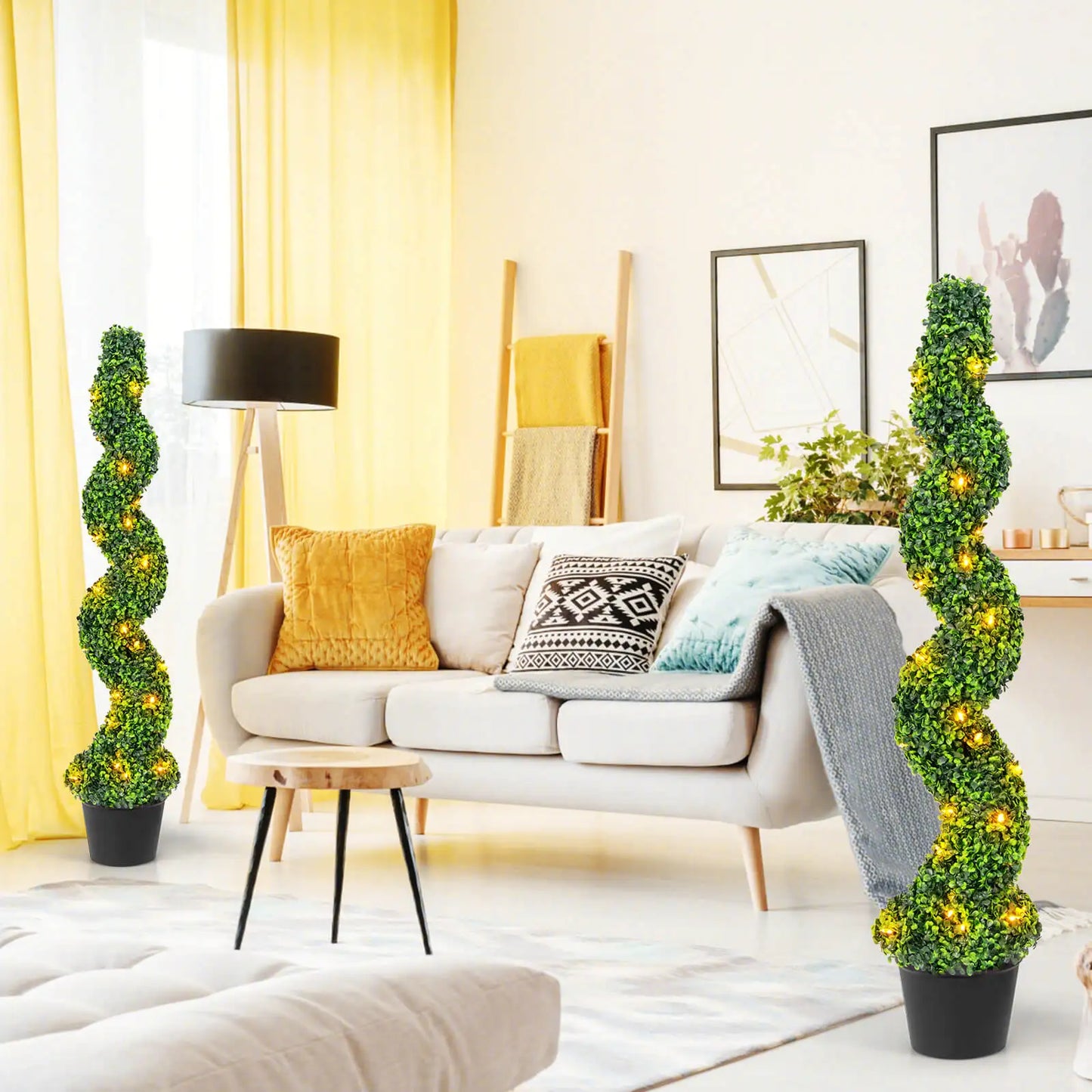 LIFEZEAL CN 2Pack Spiral Boxwood Topiary Tree For Indoor Outdoor