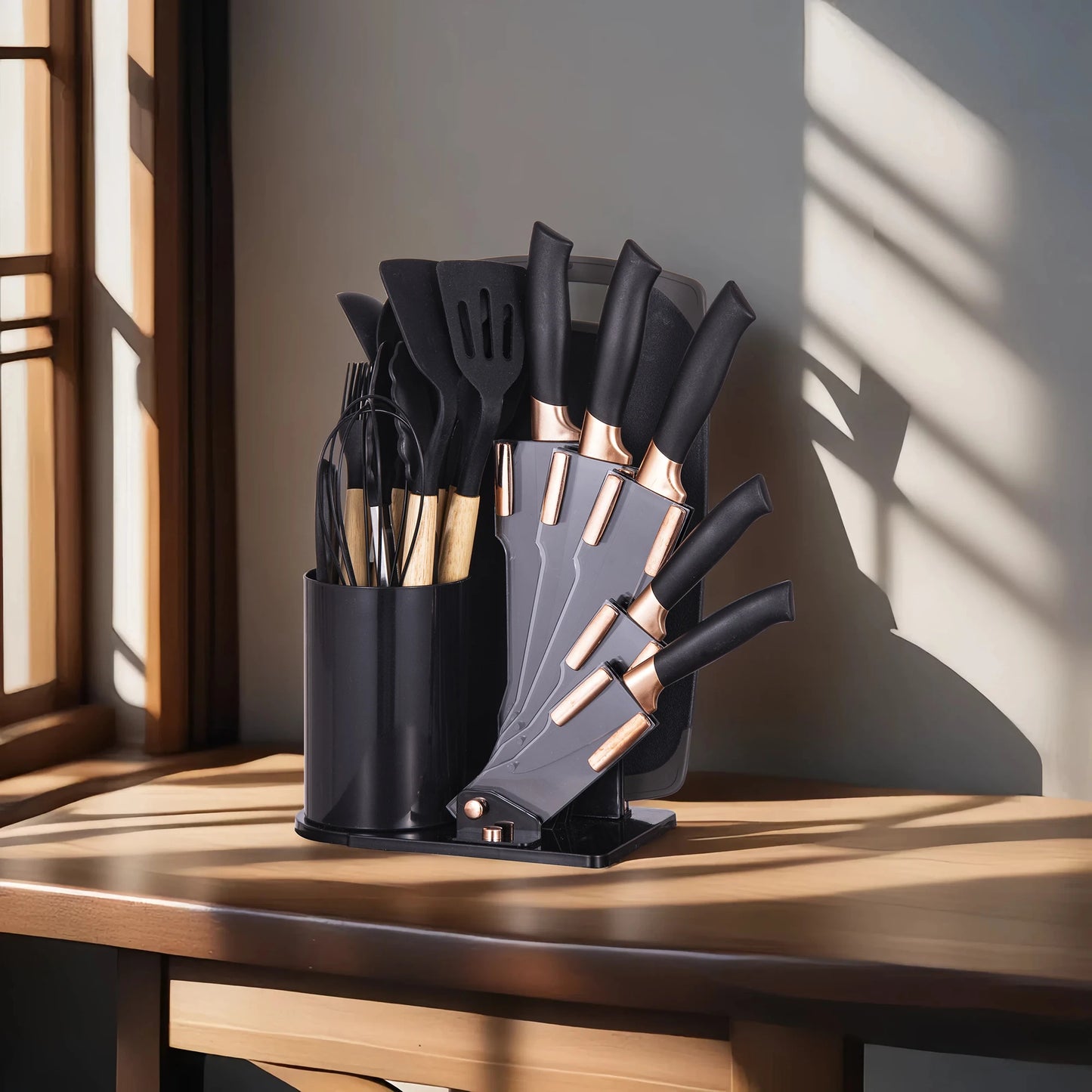 Professional Kitchen Knife Set With Silicone Utensils And Cutting Board