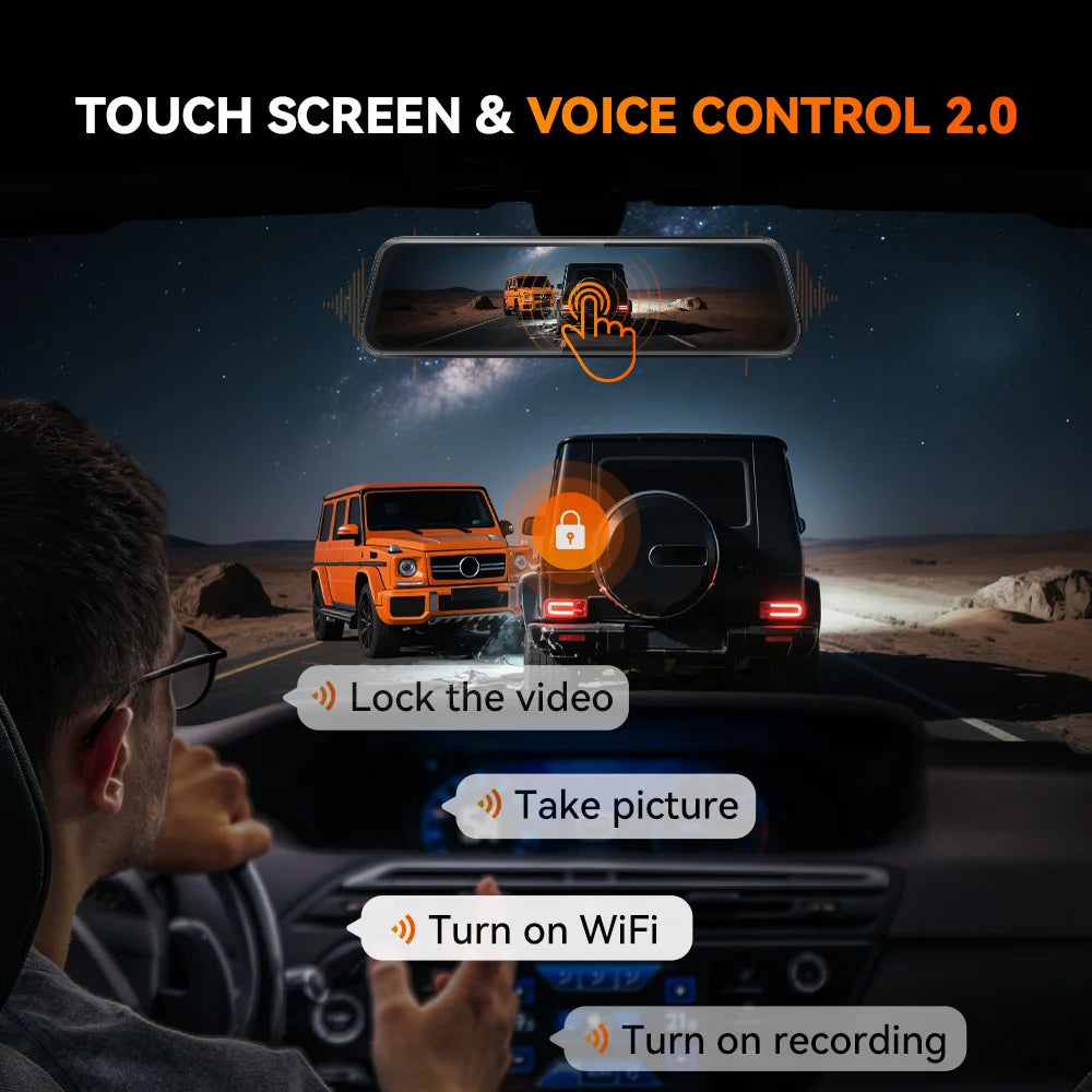 WOLFBOX M40 Dash Cam 4K+1080P With Voice Control And GPS