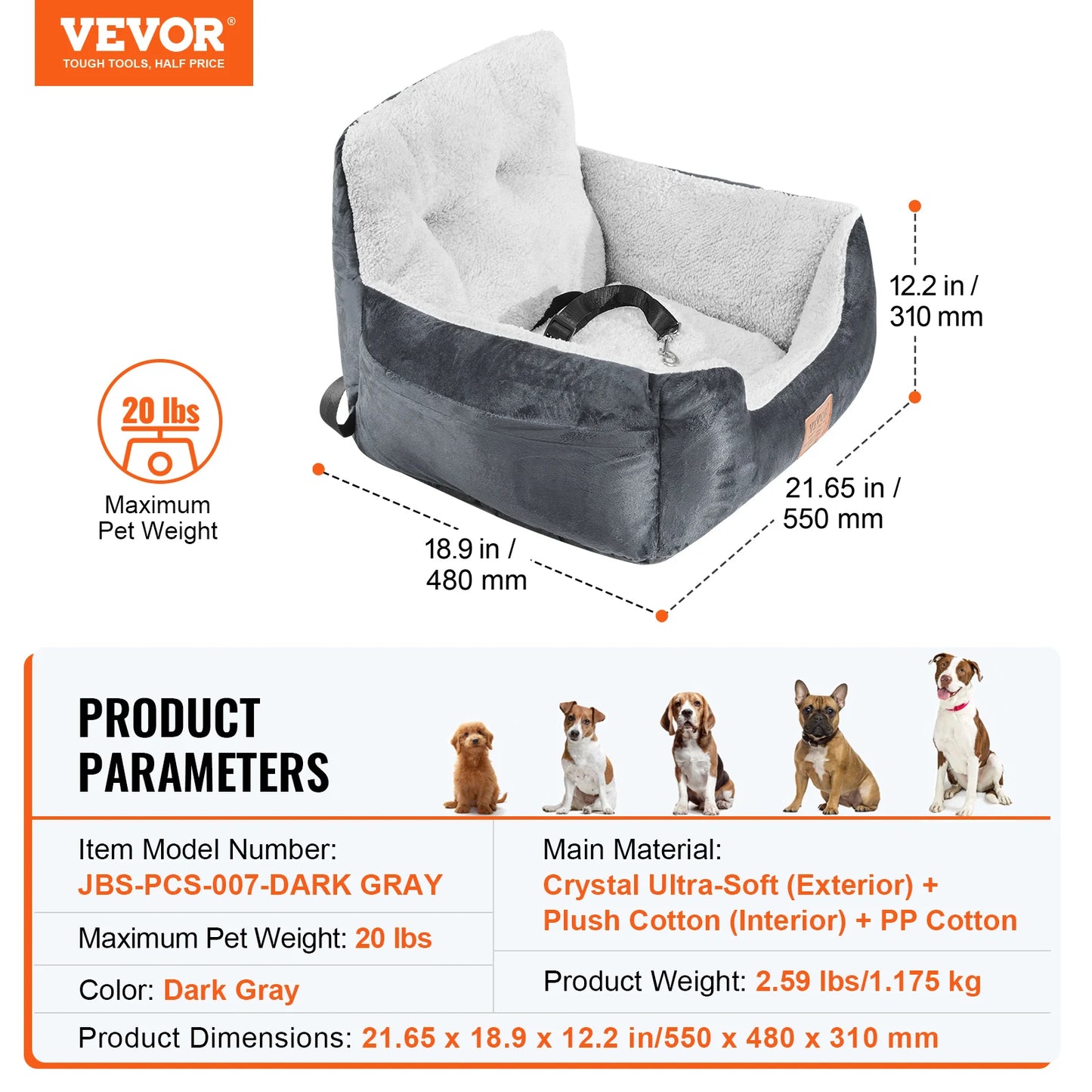 SucceBuy Waterproof Dog Car Seat Booster With Clip On Leash