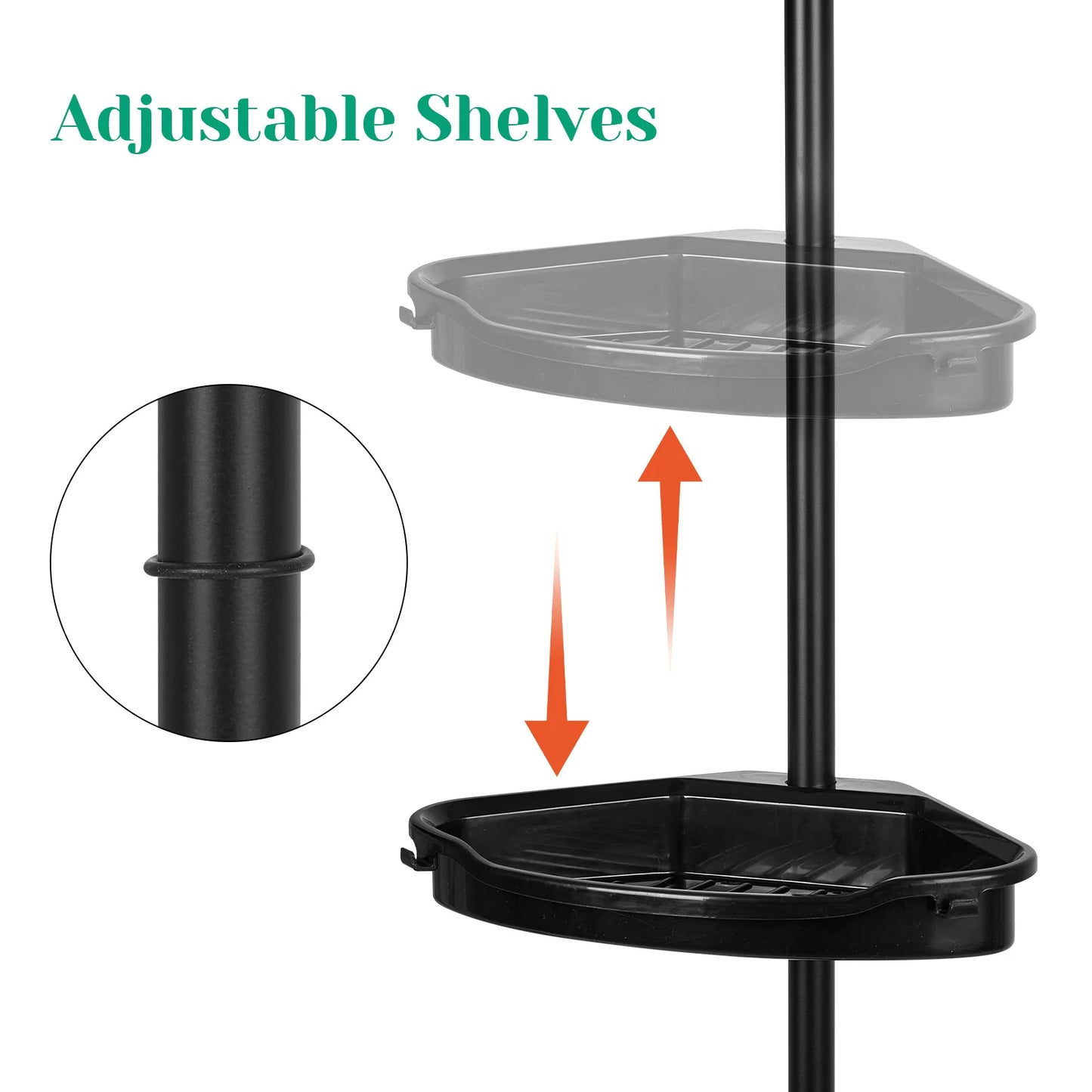 HiMISS Corner Shower Caddy With Tension Pole Four Tier Organizer