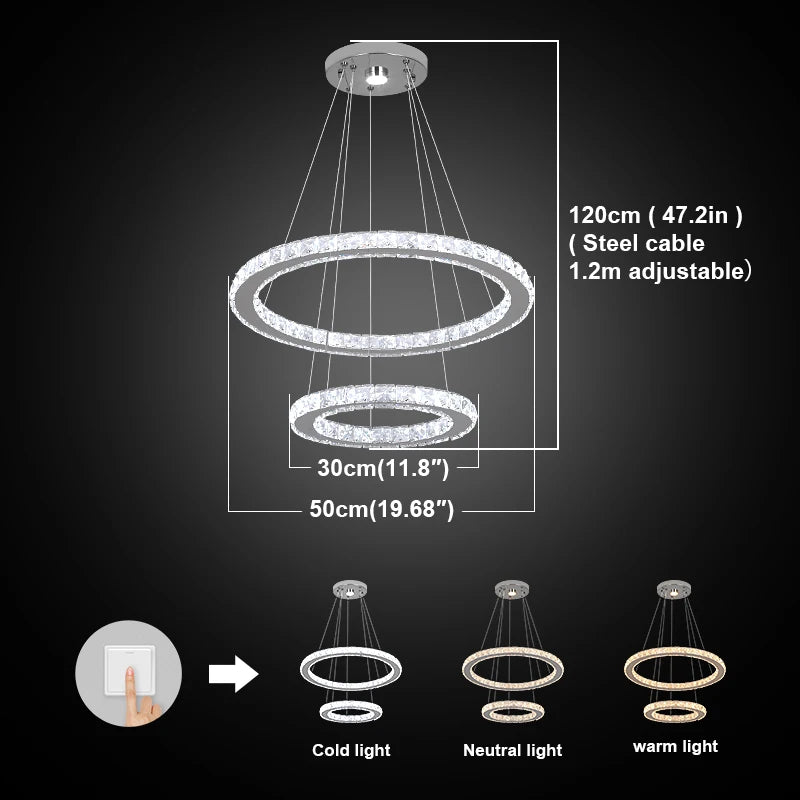 GreeLustr Modern Crystal LED Chandelier Pendant Ceiling Light
