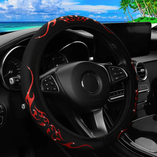 Meikaxiu Blingbling Flame Totem Dynamic Fabric Steering Wheel Cover