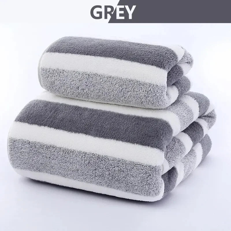 Striped Pattern Towel Set Quick Dry Bath Towels Essentials