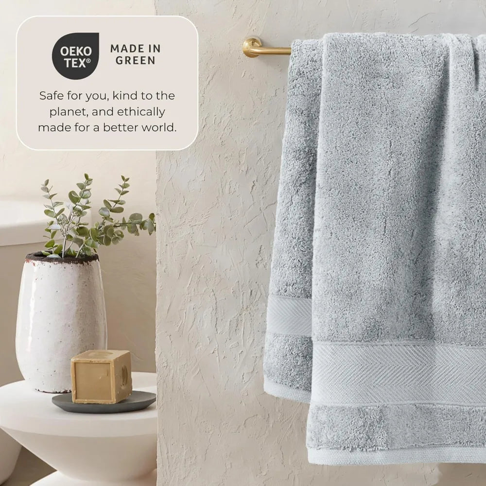 Bamboo Bath Towels Set Of 6 Super Absorbent Quick Dry