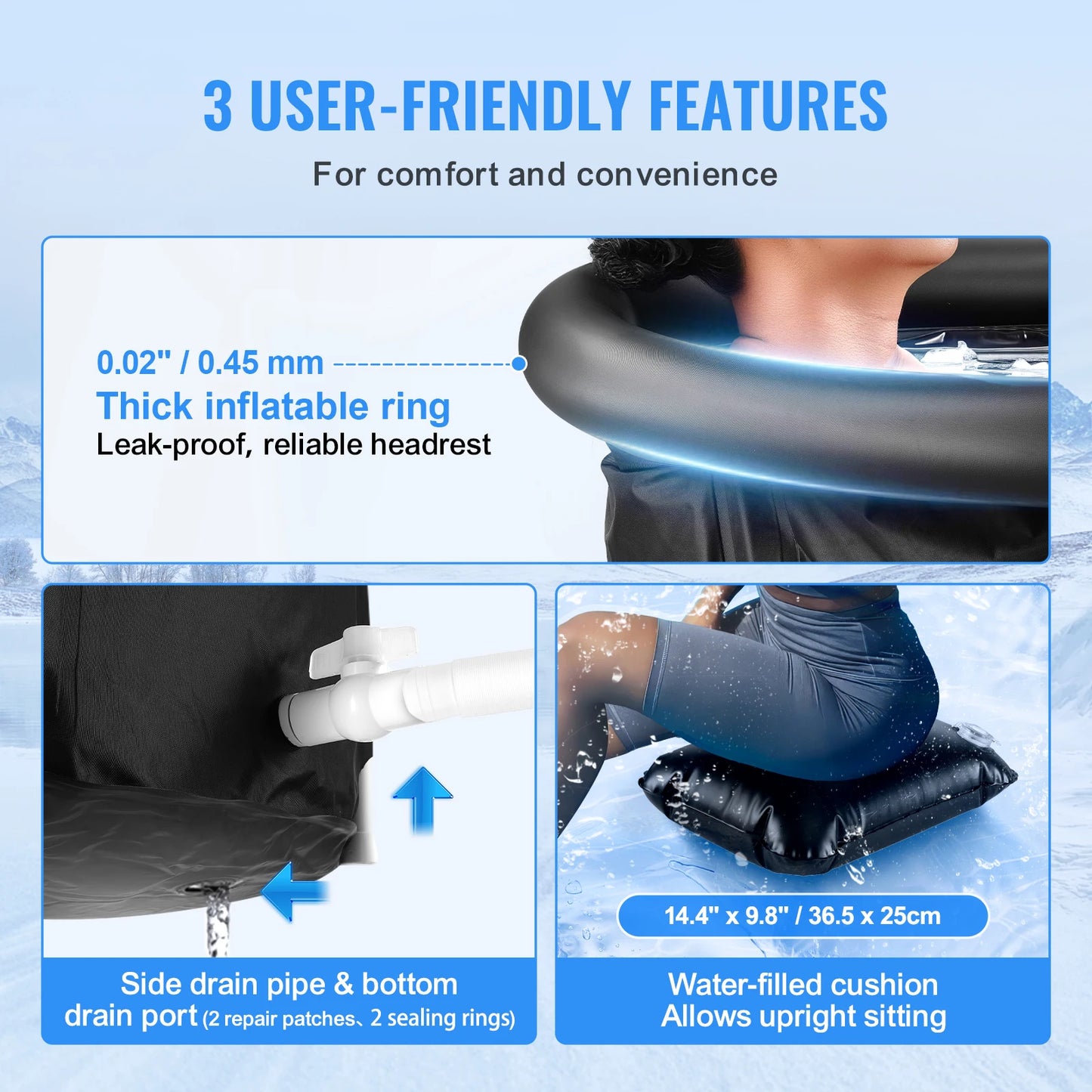SucceBuy Inflatable Ice Bath Tub For Cold Water Therapy Plunge