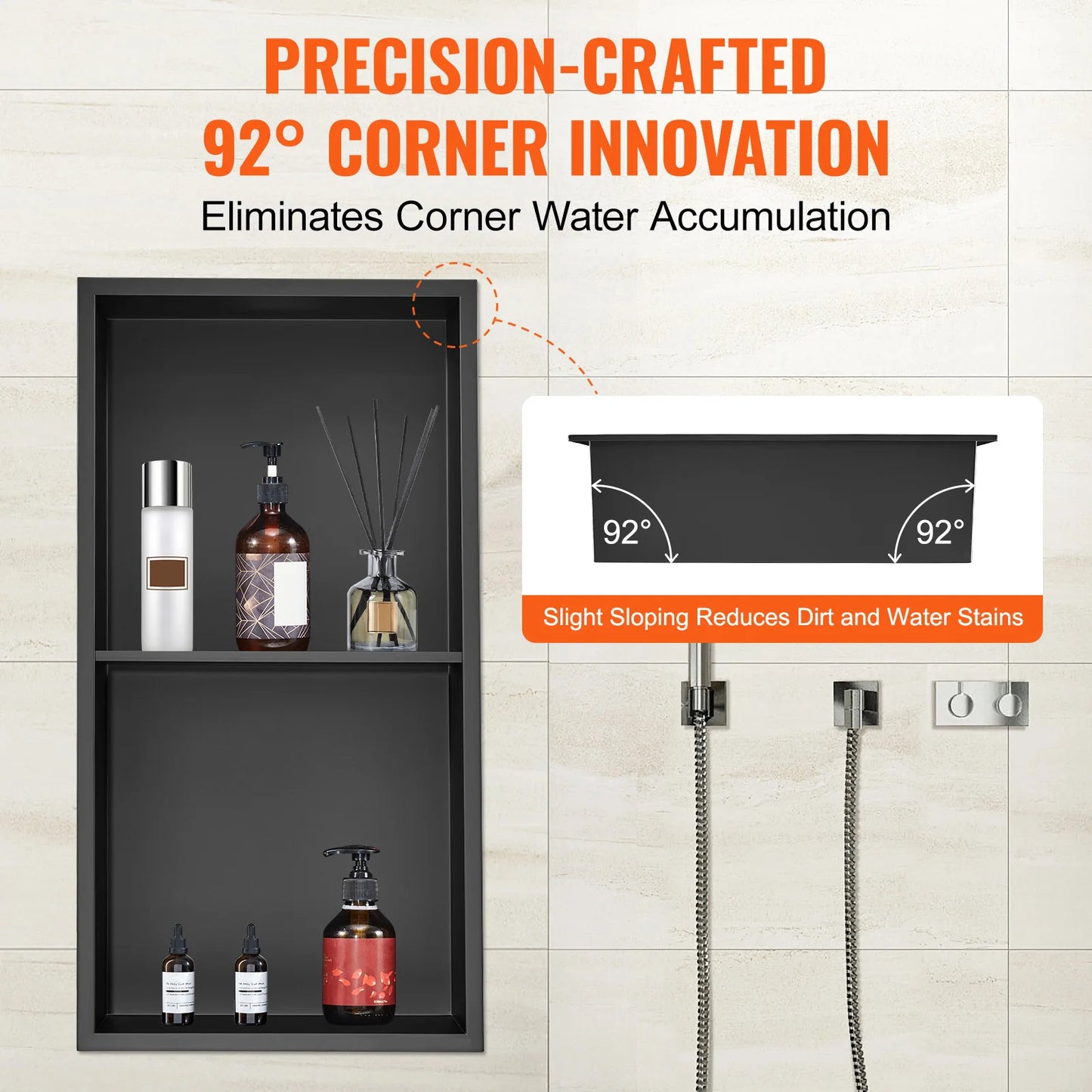 SucceBuy 304 Stainless Steel Shower Niche With Double Shelves