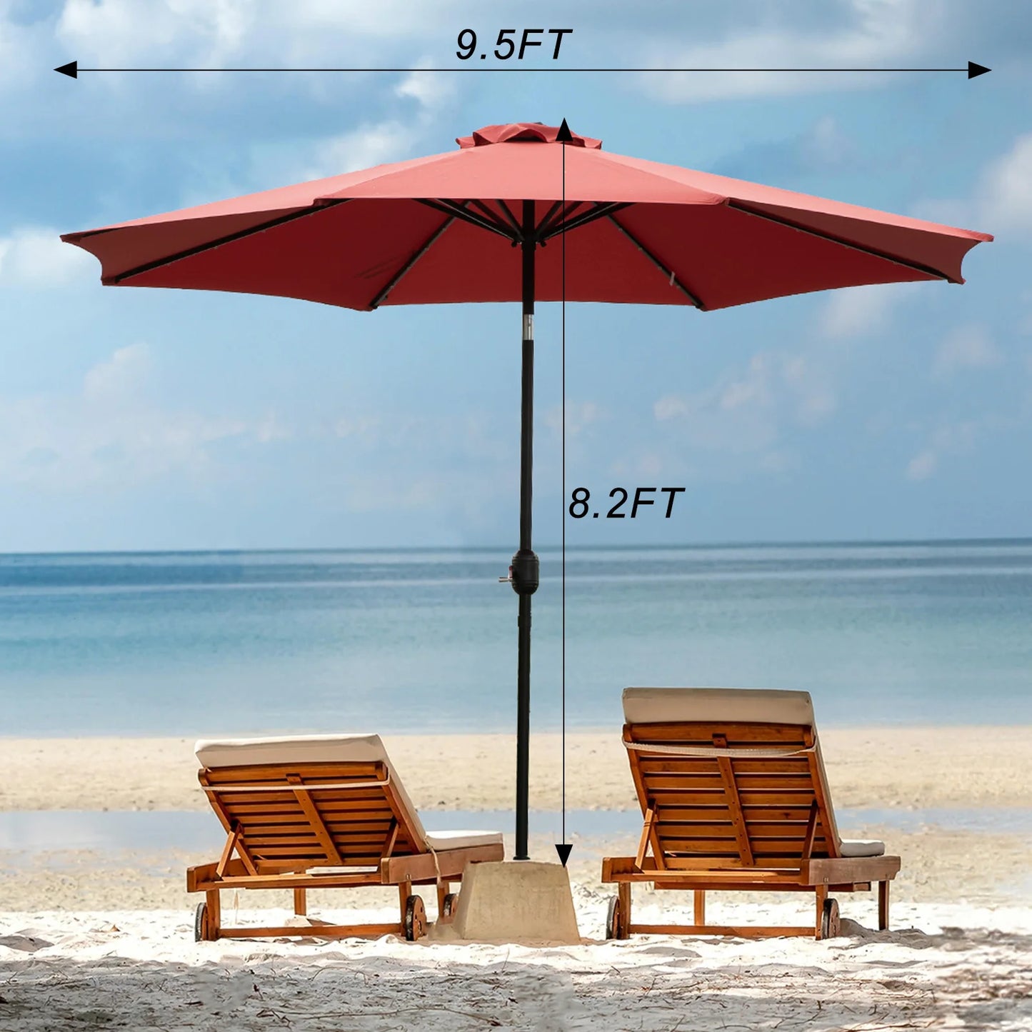 JHK Solar Patio Umbrella With 32 LED Lights Outdoor Shade