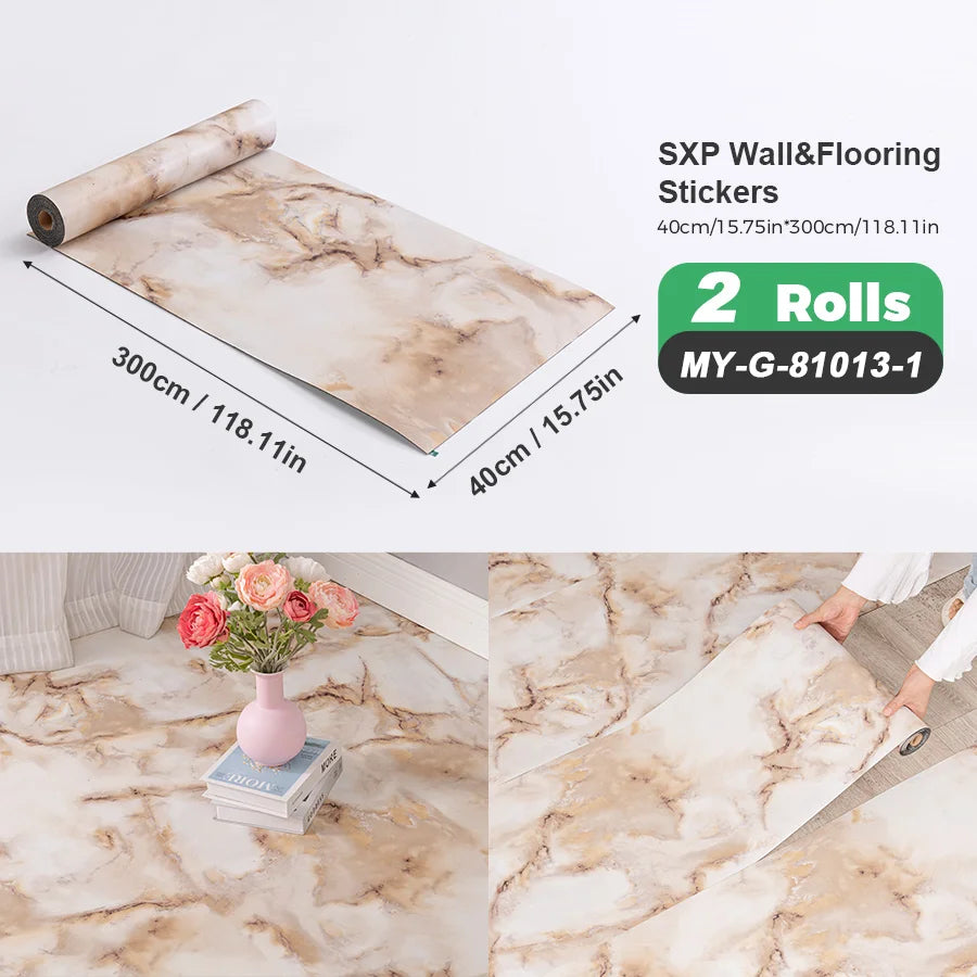 Self-Adhesive Wall and Floor Sticker Wood Grain Marble Design Wallpaper