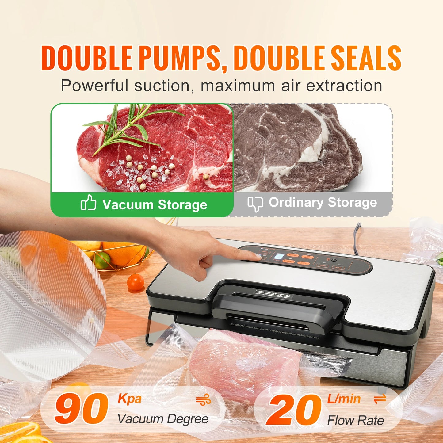 SucceBuy 130W Vacuum Sealer Machine For Food Packaging