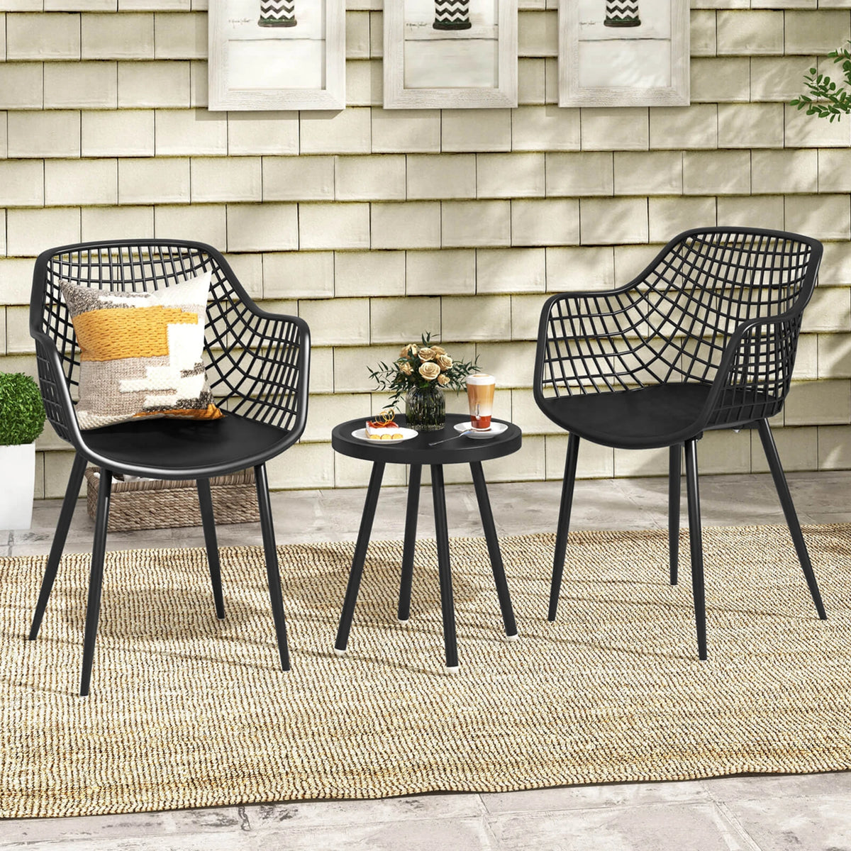 HOMASIS All Weather Patio Bistro Table and Chair Set of Two