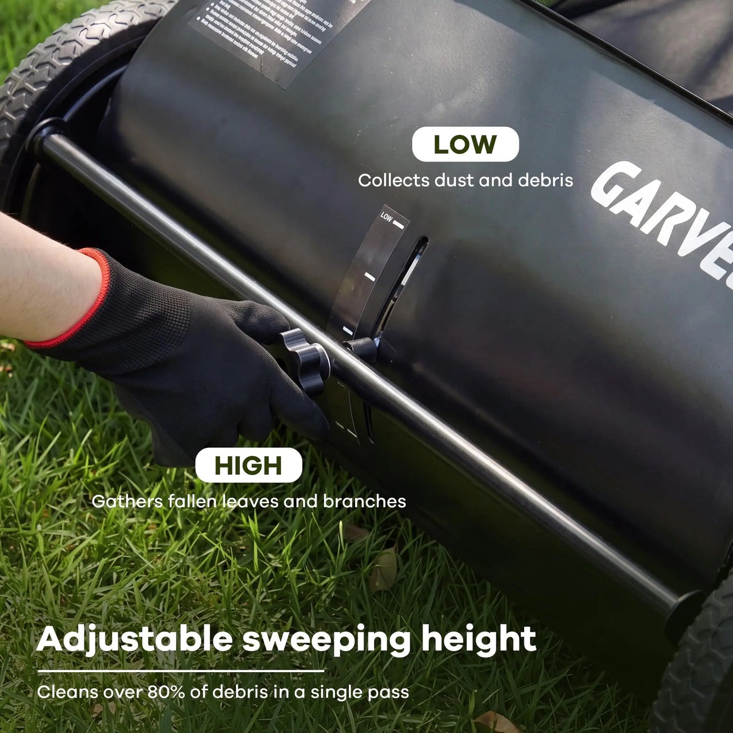 HiMISS Push Lawn Sweeper 26 Inch With Hopper Bag