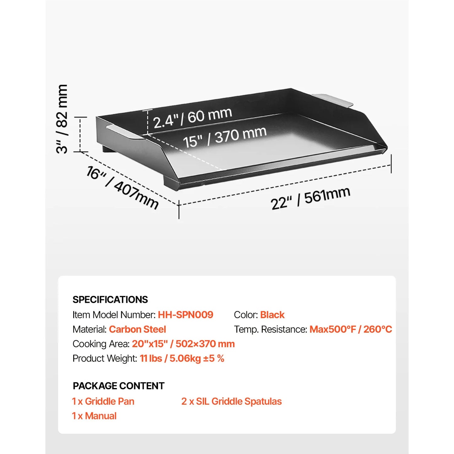 SucceBuy Carbon Steel Griddle Universal Flat Top For Gas Grills