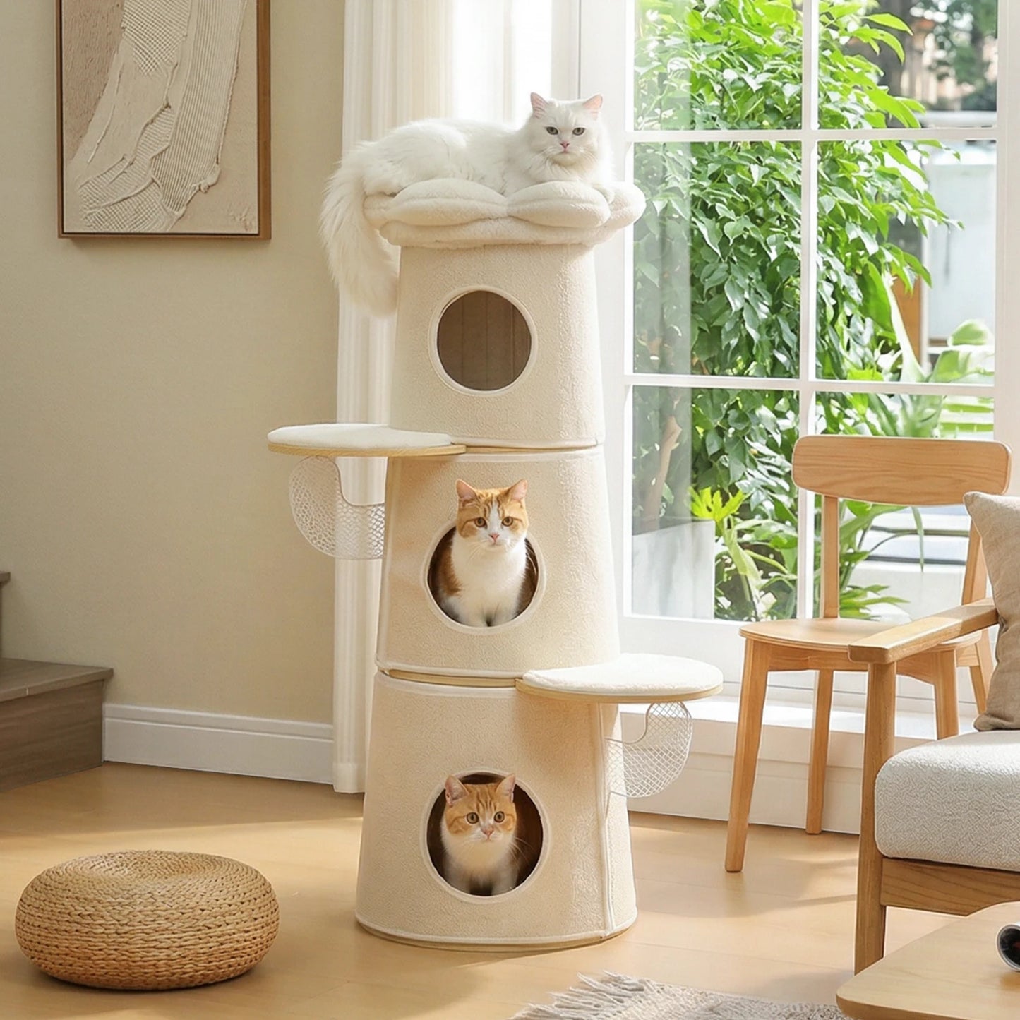 PAWZ Road Modern Cat Tree With Condos Multi Level Indoor Cat Furniture