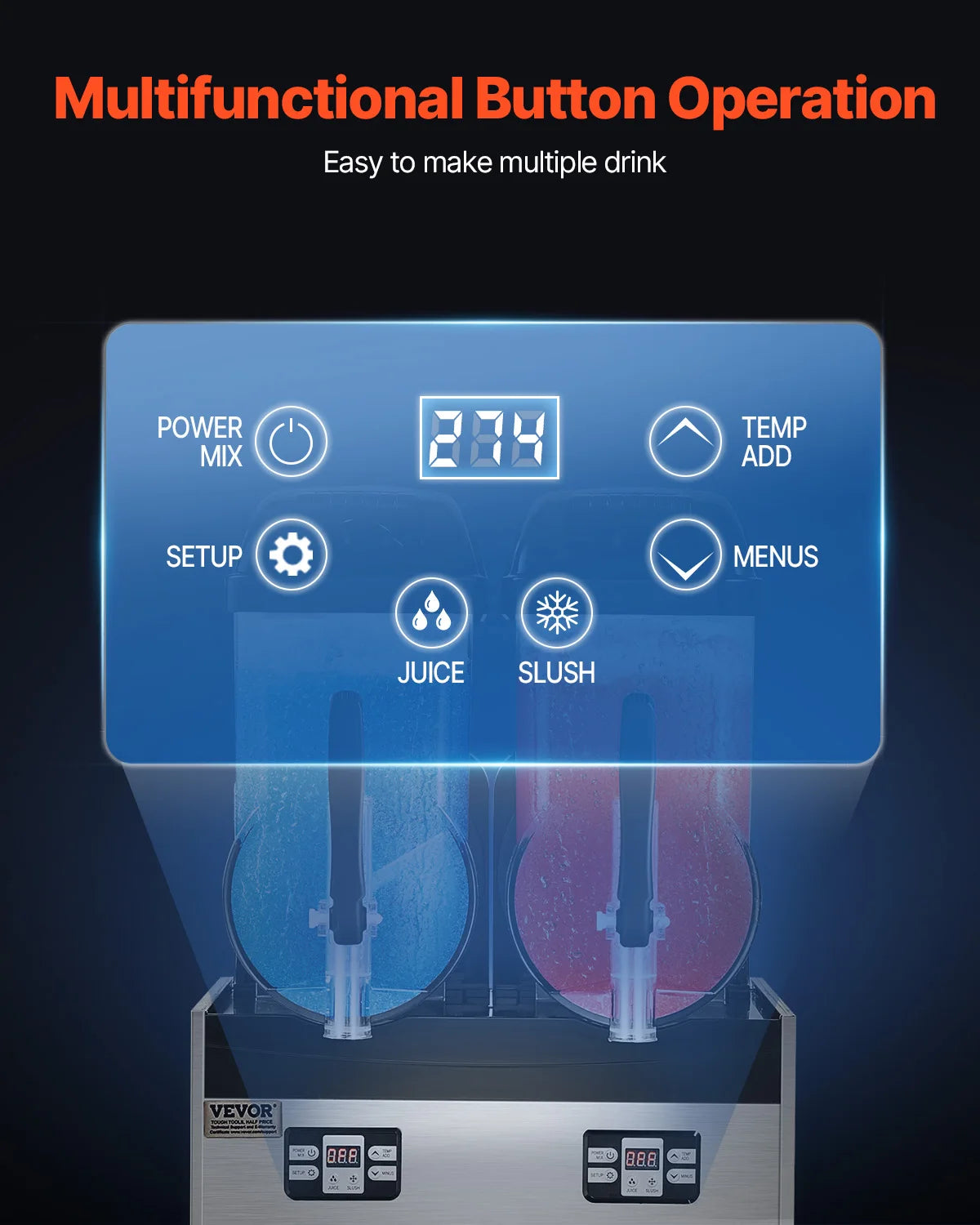 VEVOR Commercial Slushy Machine Dual Tank For Margaritas And Smoothies