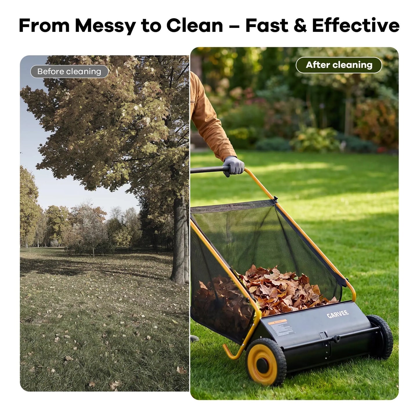 HiMISS Push Lawn Sweeper 26 Inch With Hopper Bag