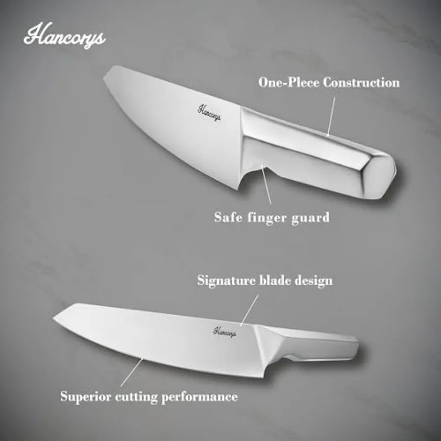 Stainless Steel Kitchen Knife Set With Built-In Sharpener