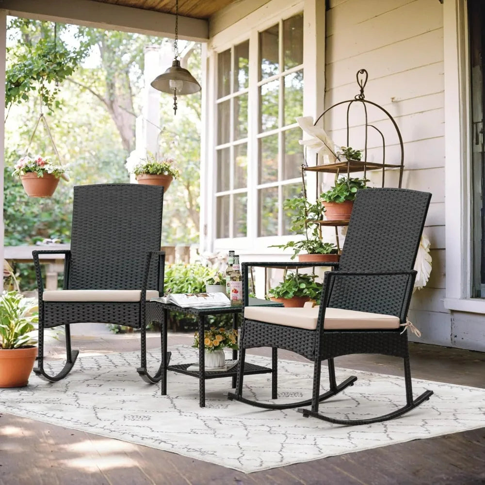 Flamaker Outdoor Furniture Rocking Chair Set For Patio Garden