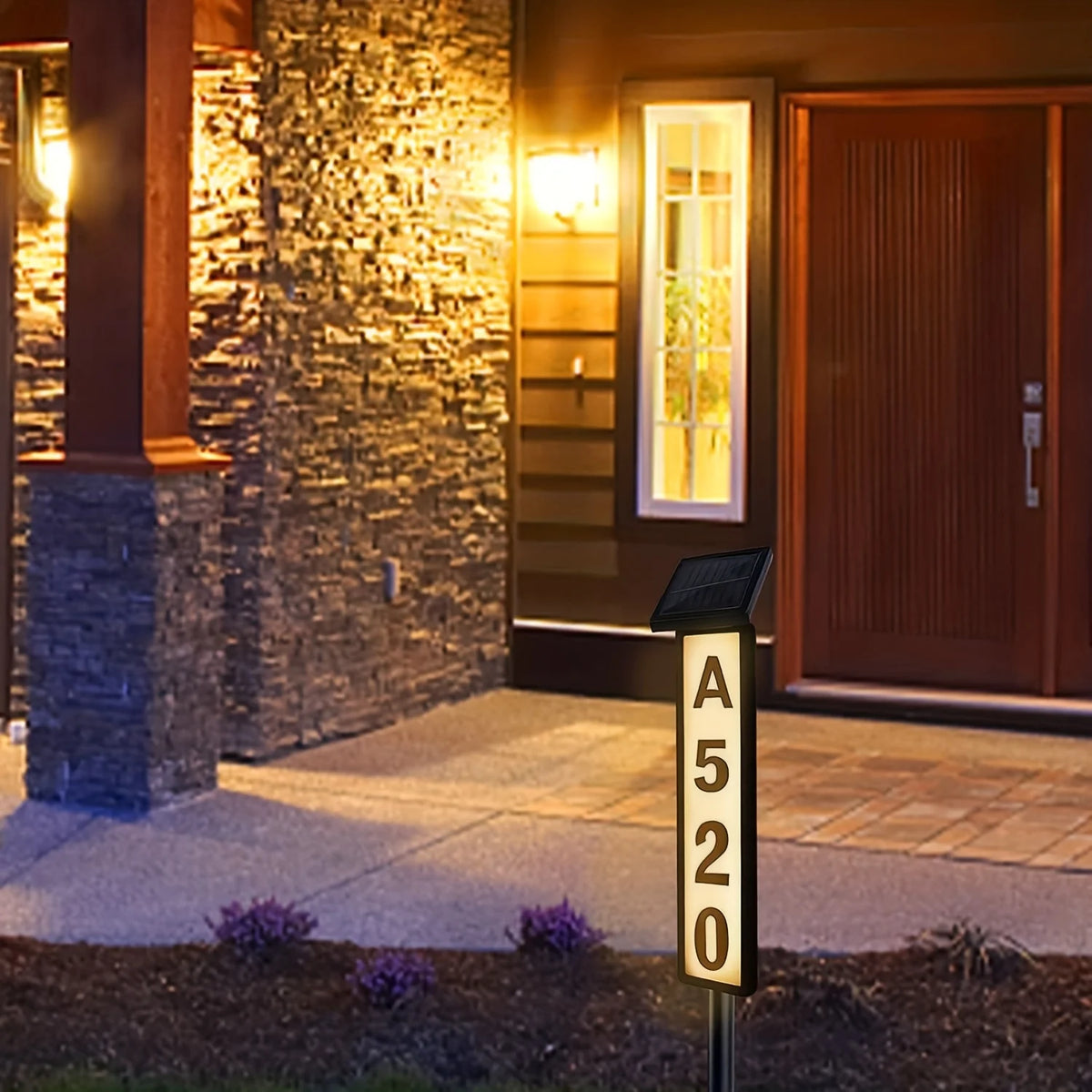 Solar Powered Outdoor Door Sign Lawn Lights Automatic Night Illumination