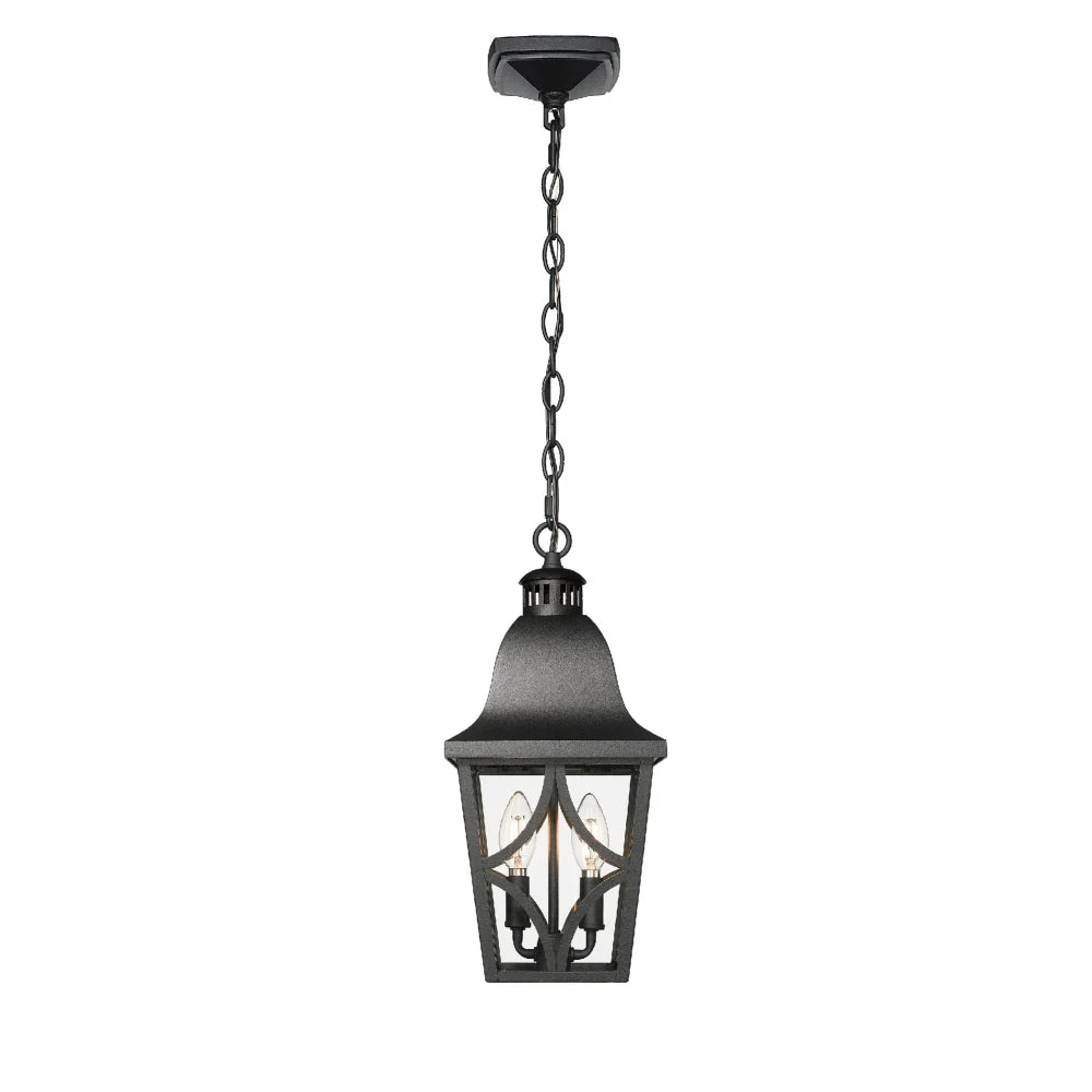 Outdoor Pendant Light Fixture Exterior Aluminium Lantern With Clear Glass
