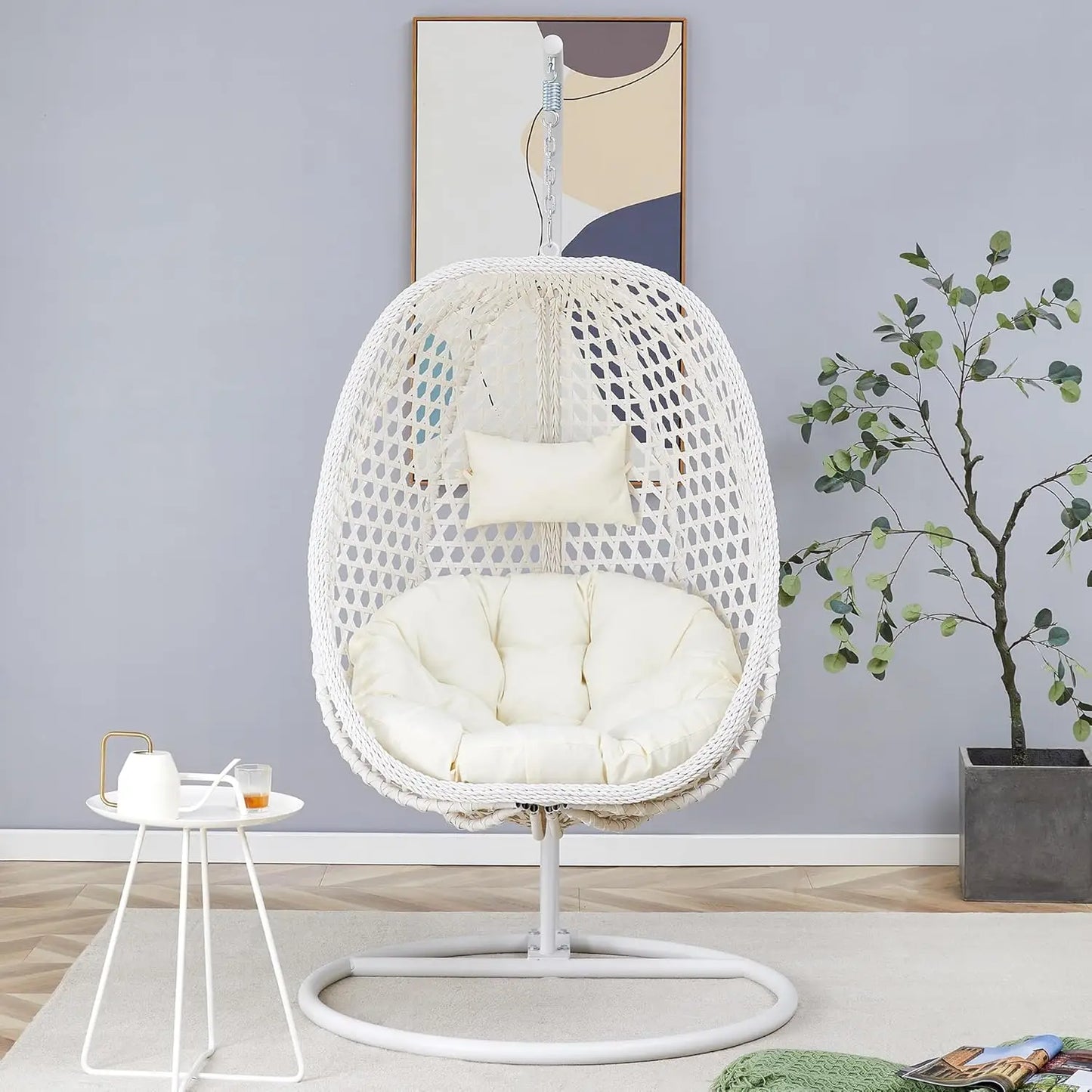 Egg Swing Chair With Stand Indoor Outdoor Hammock Basket