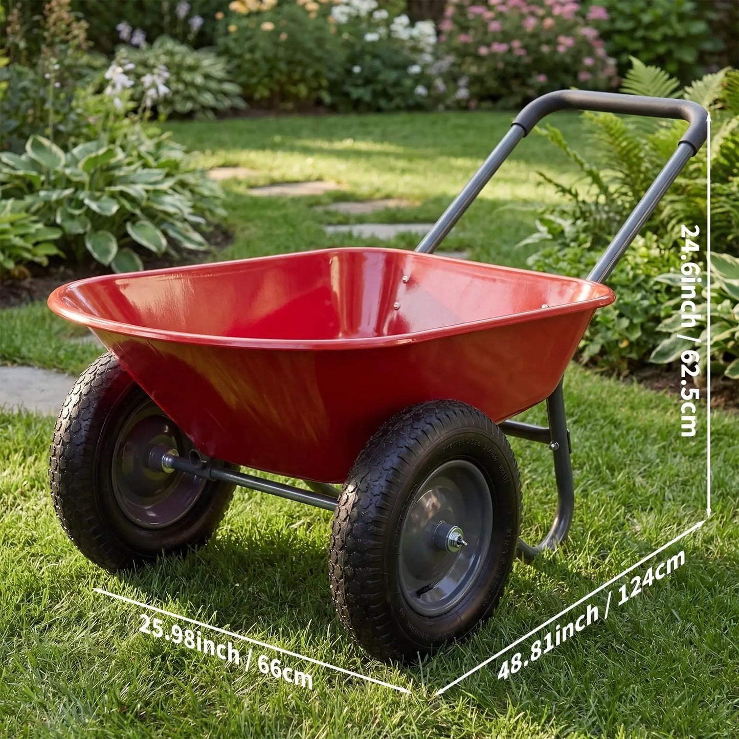 HiMISS Garden Cart Heavy Duty Utility Wheelbarrow with Stand