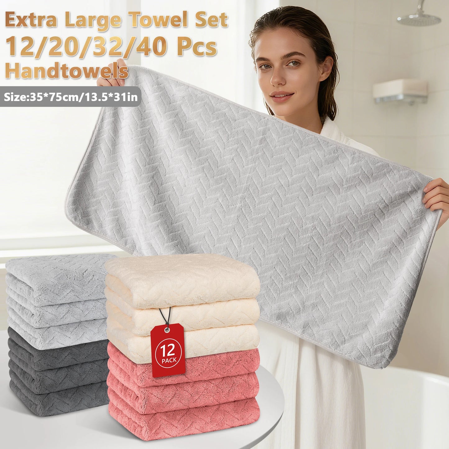 Luxury Microfiber Towel Set Quick Dry Highly Absorbent For Bathroom