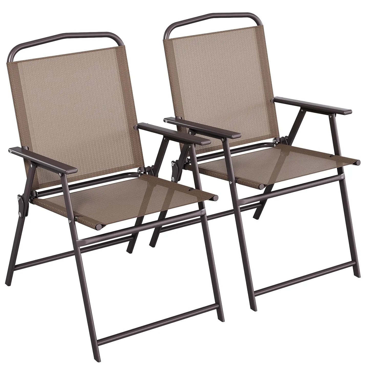 Patio Folding Chairs Outdoor All Weather Textilene Seat Steel Frame