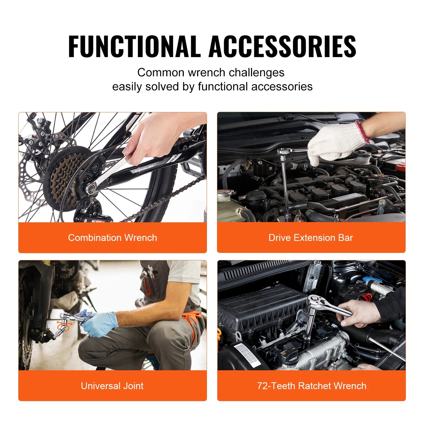 SucceBuy Mechanics Tool Set And Socket Set Kit For SAE And Metric
