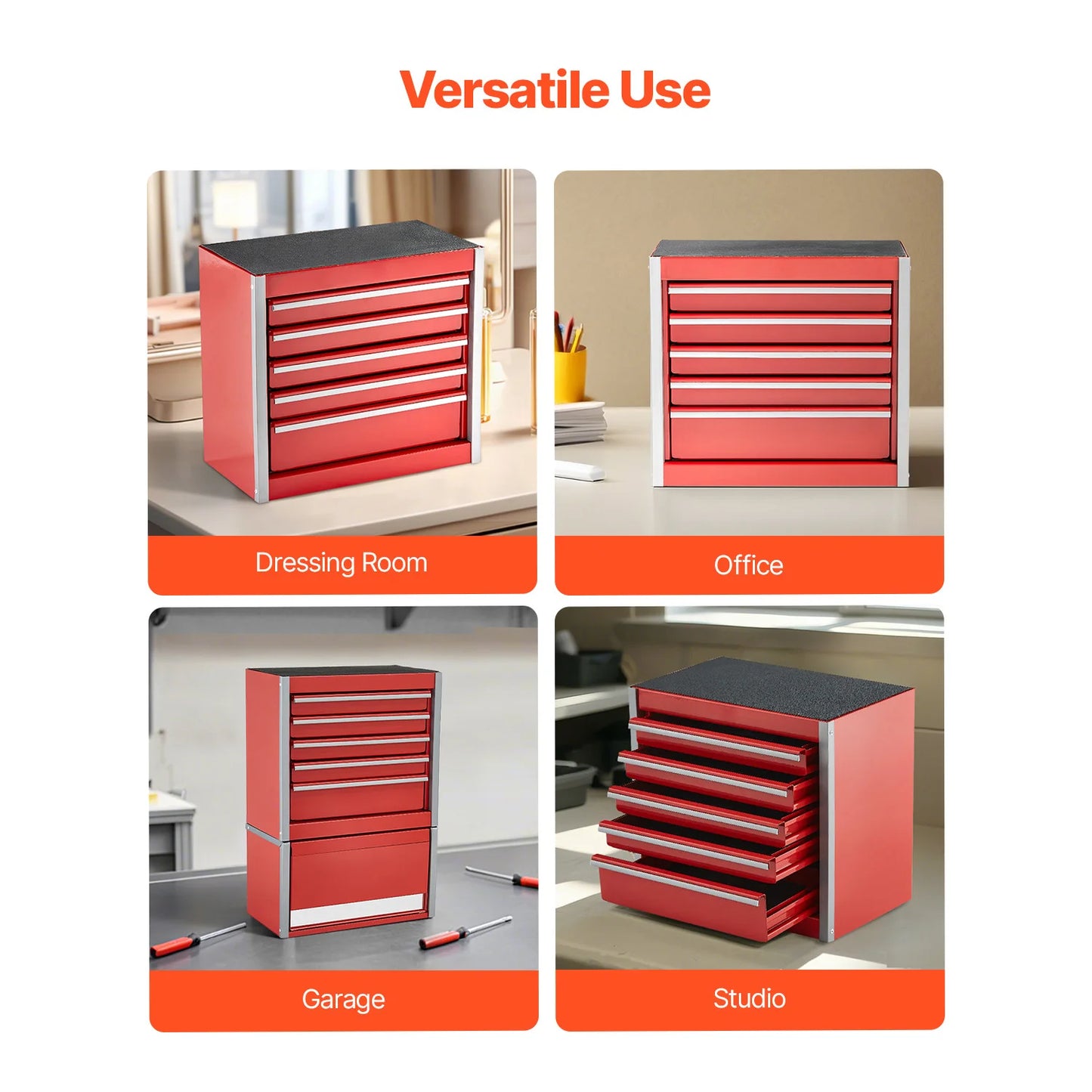 SucceBuy Portable Metal Tool Box Five Drawer Storage System