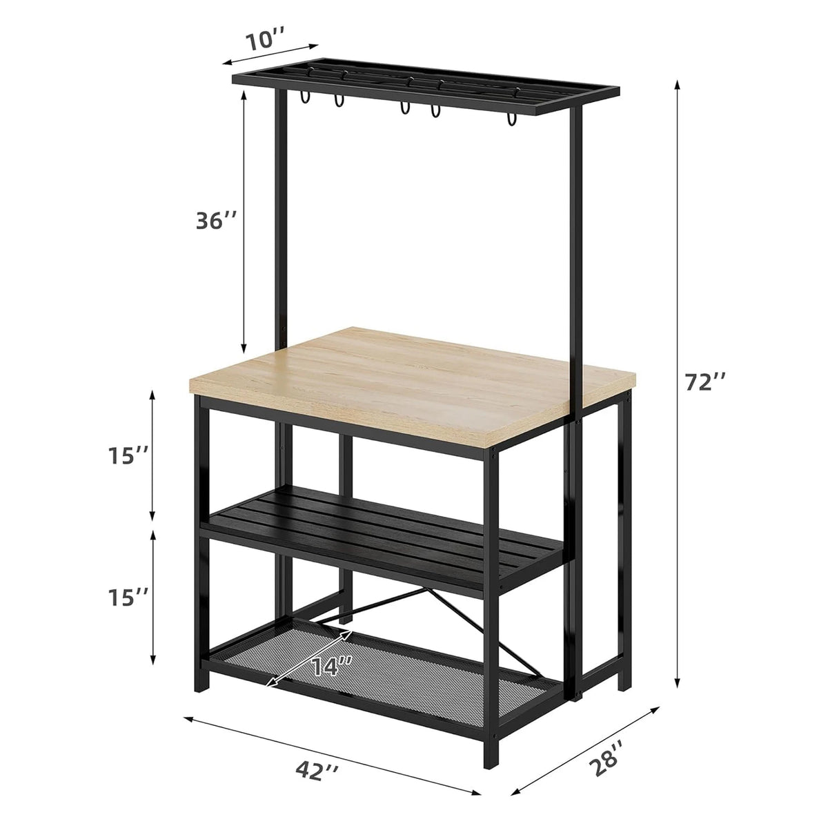 HiMISS Kitchen Island Bakers Rack And Microwave Storage Stand