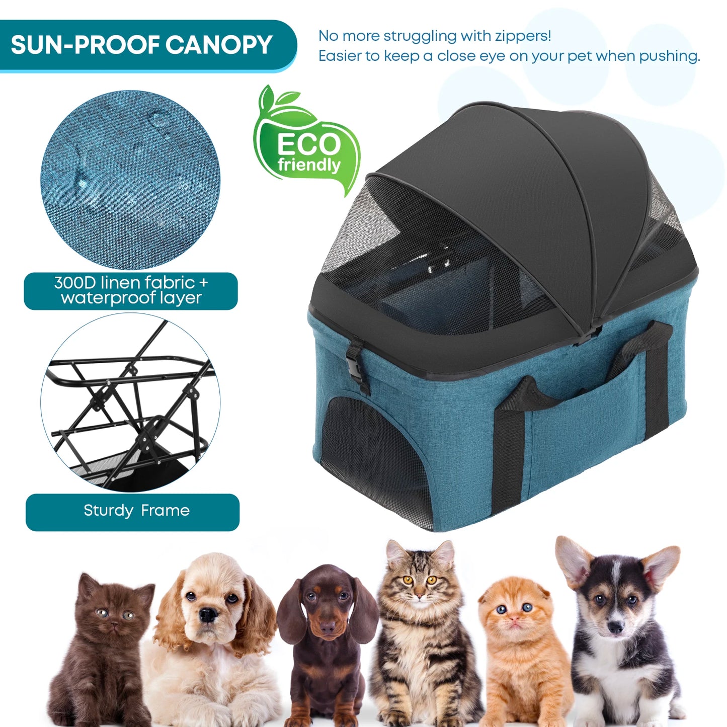 CHIHUAHUA 3 In 1 Ultra Lightweight Pet Stroller For Dogs
