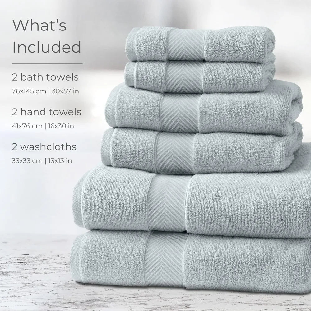 Bamboo Bath Towels Set Of 6 Super Absorbent Quick Dry