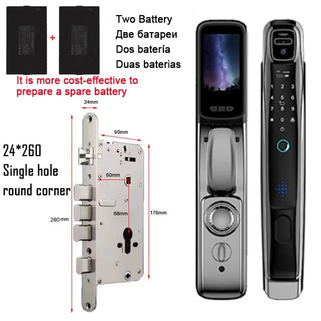 YKESDL WiFi Tuya Face Recognition Smart Door Lock With Camera