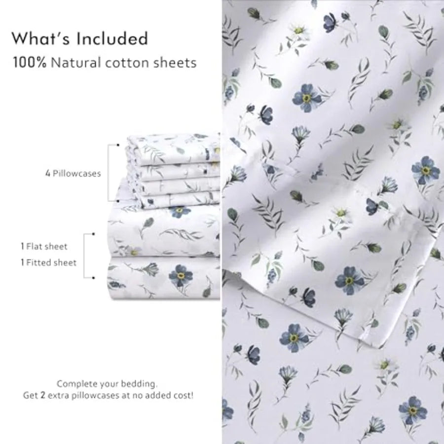Cotton Percale Sheet Set Soft Lightweight Breathable Bedding