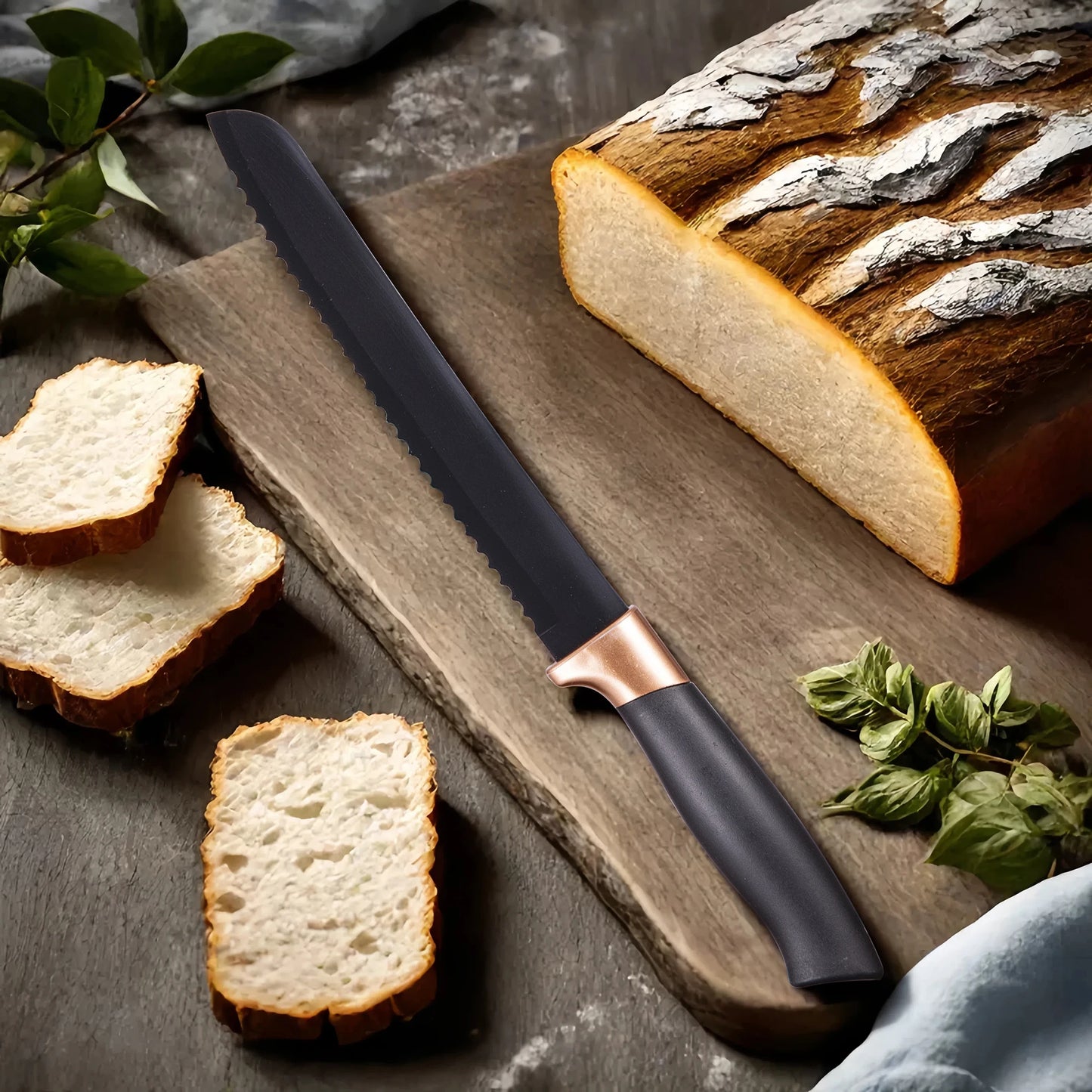 Professional Kitchen Knife Set With Silicone Utensils And Cutting Board