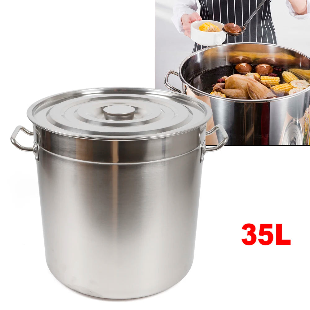Multipurpose Thickened Stainless Steel Soup Stock Pot With Lid