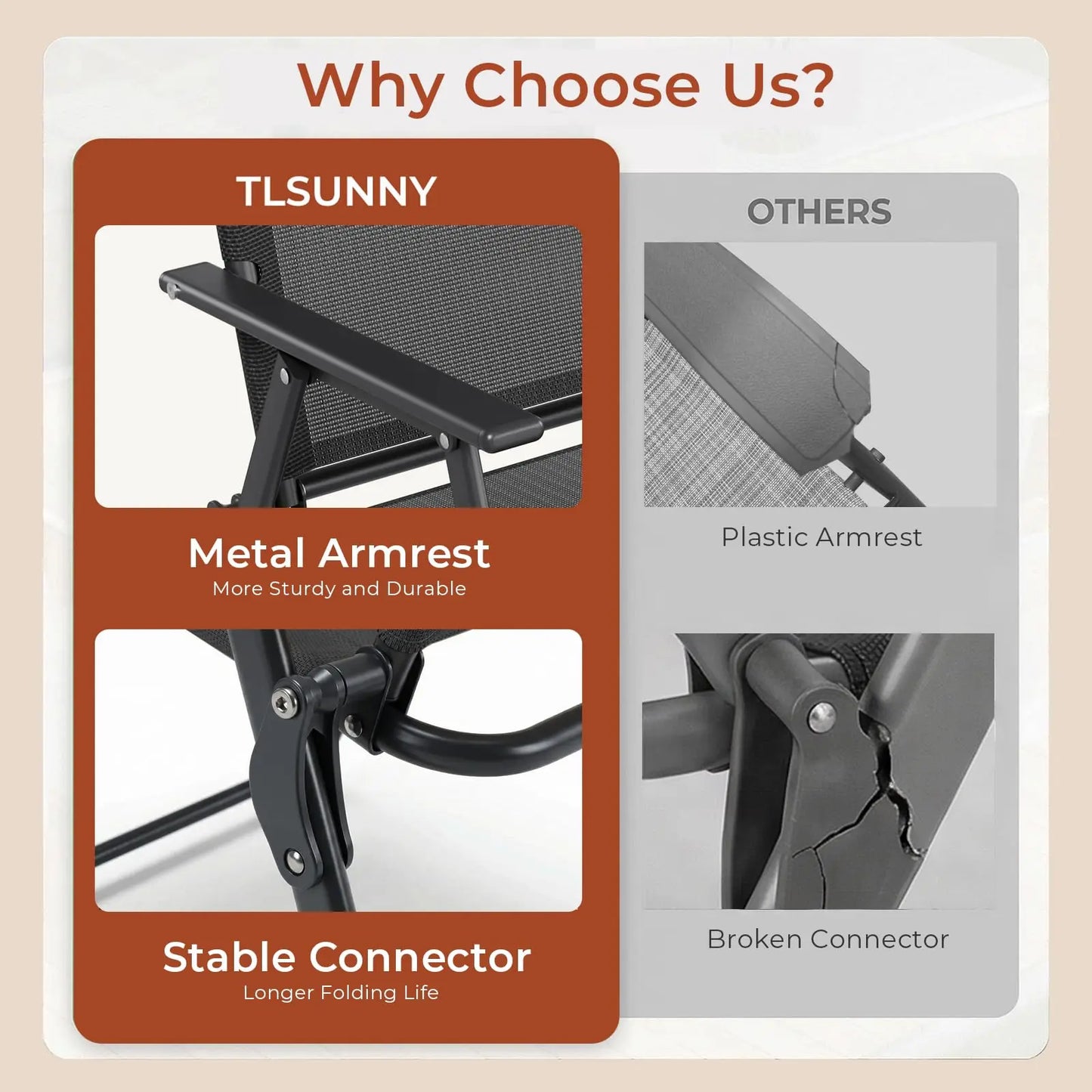 Patio Folding Chairs Outdoor All Weather Textilene Seat Steel Frame