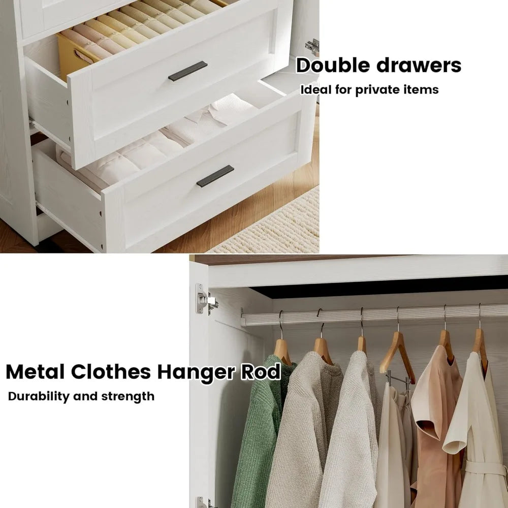 Wardrobe Closet With Doors And Drawers For Modern Bedroom Storage